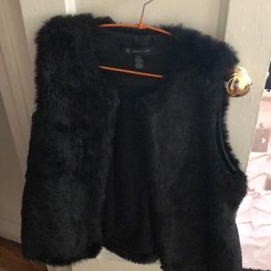 Black faux fur vest